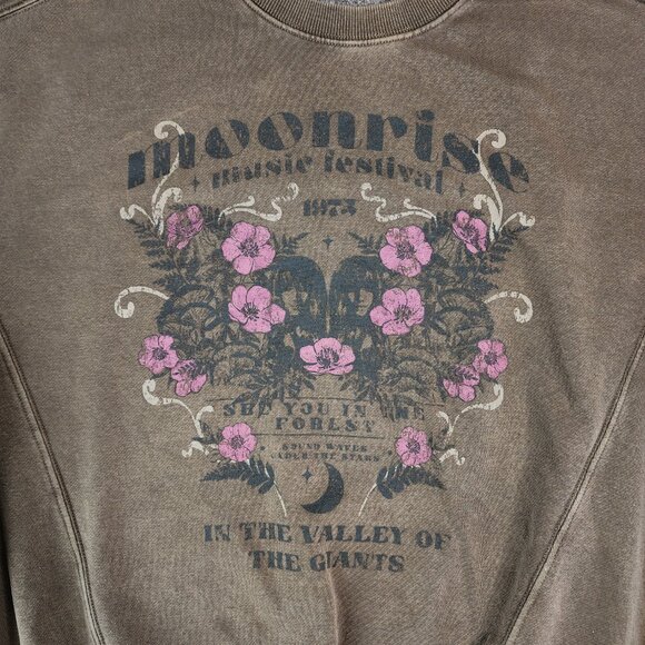 Vintage 90s Arizona Jean Co Sweatshirt Women's XS Brown Boho Music Floral - Picture 4 of 8